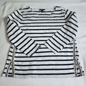 J. Crew Navy and White Striped 3/4 Sleeve Top